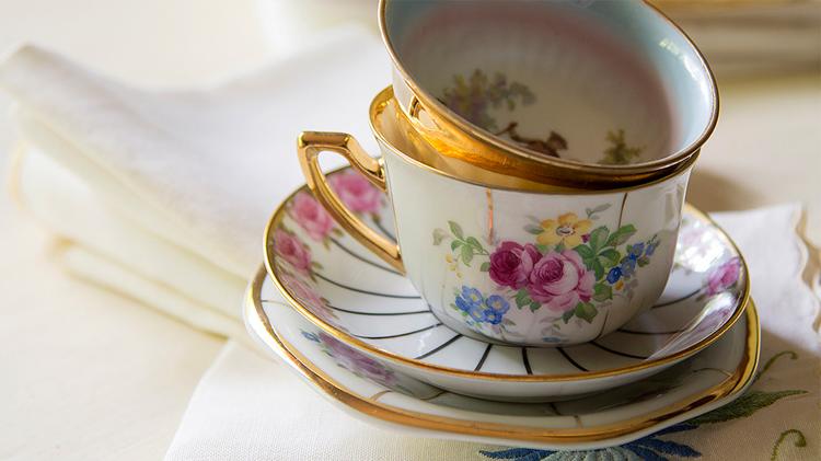 A cup and saucer of fine china is an example of what to include in a home inventory.